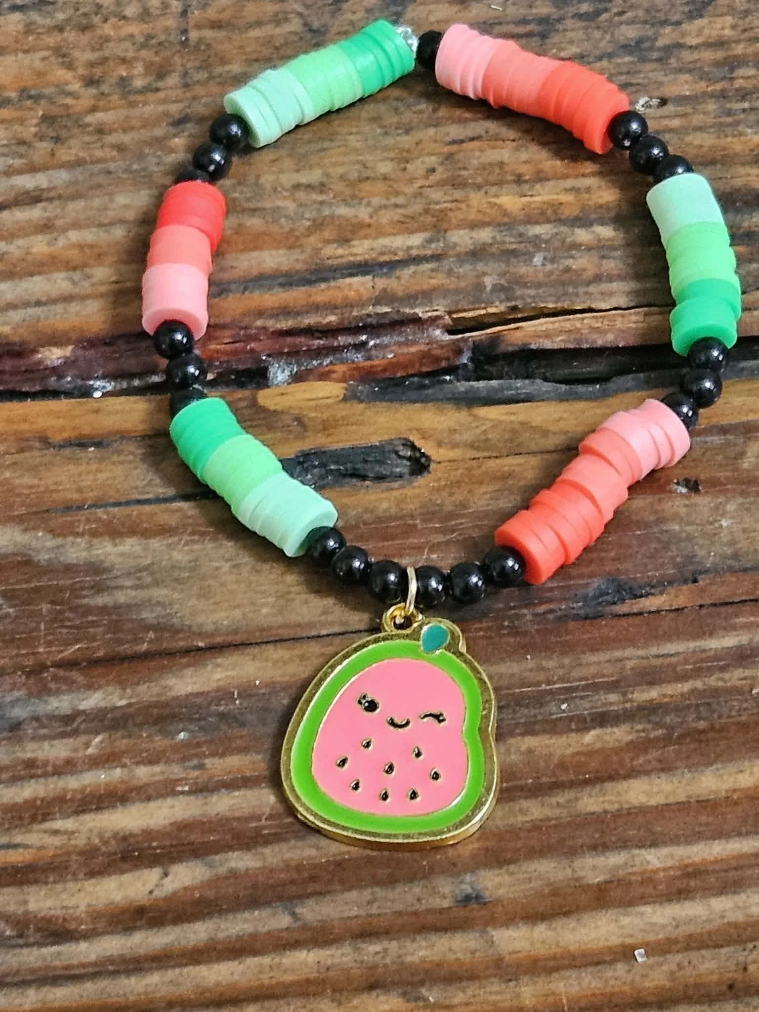 Watermelon Charm Beaded Bracelet