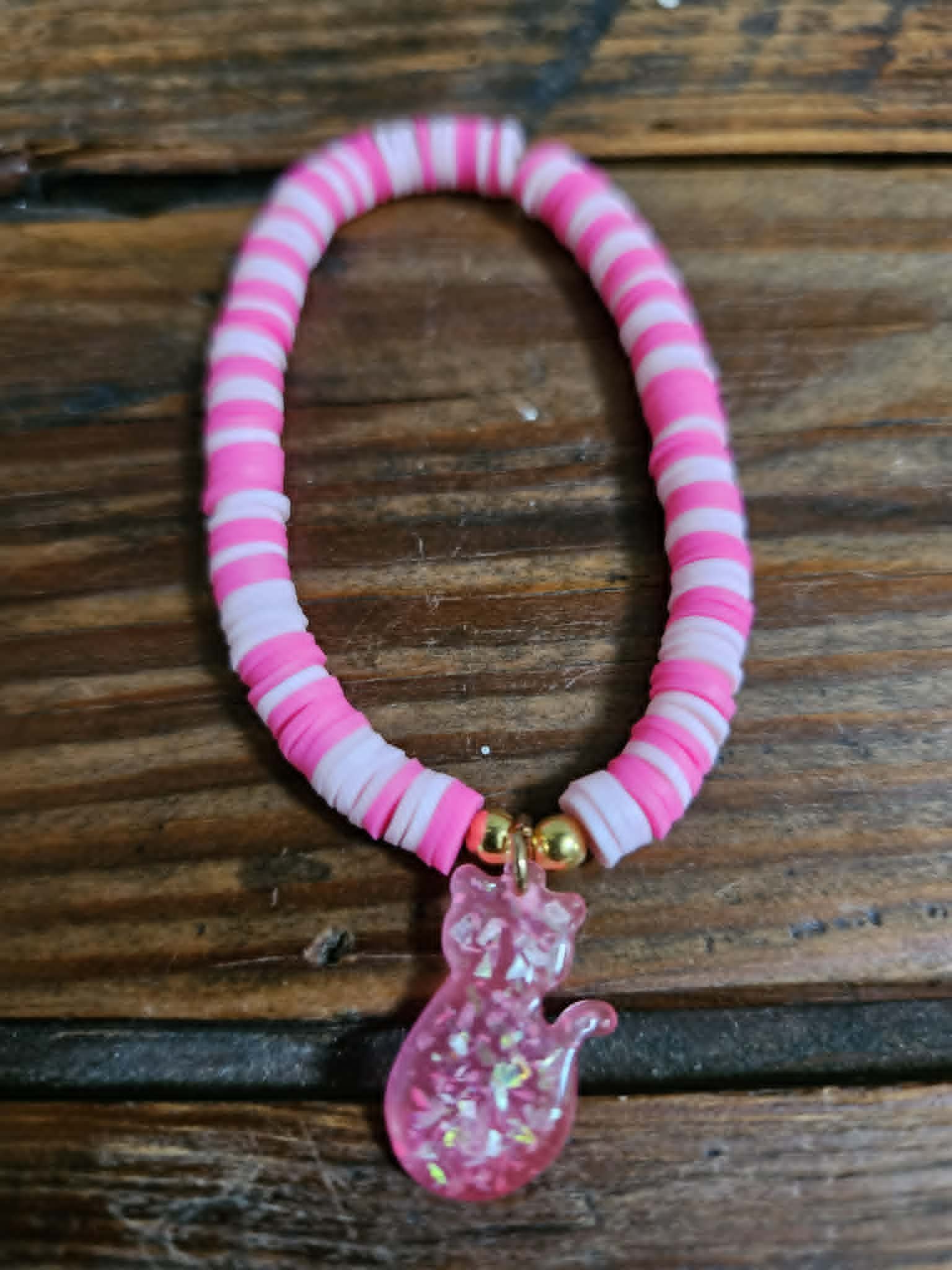 Charming Pink Cat Beaded Bracelet