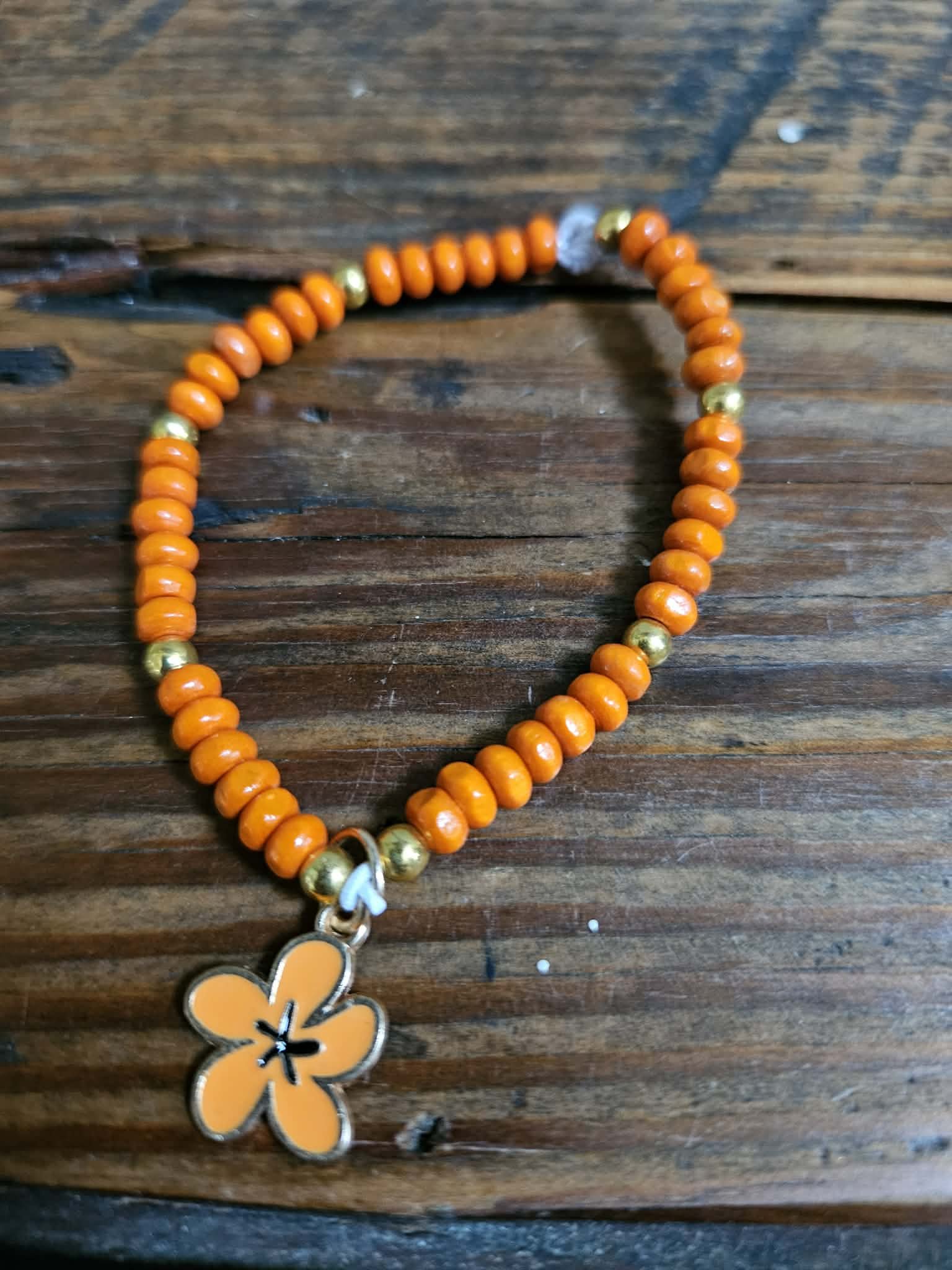 Orange Blossom Beaded Bracelet