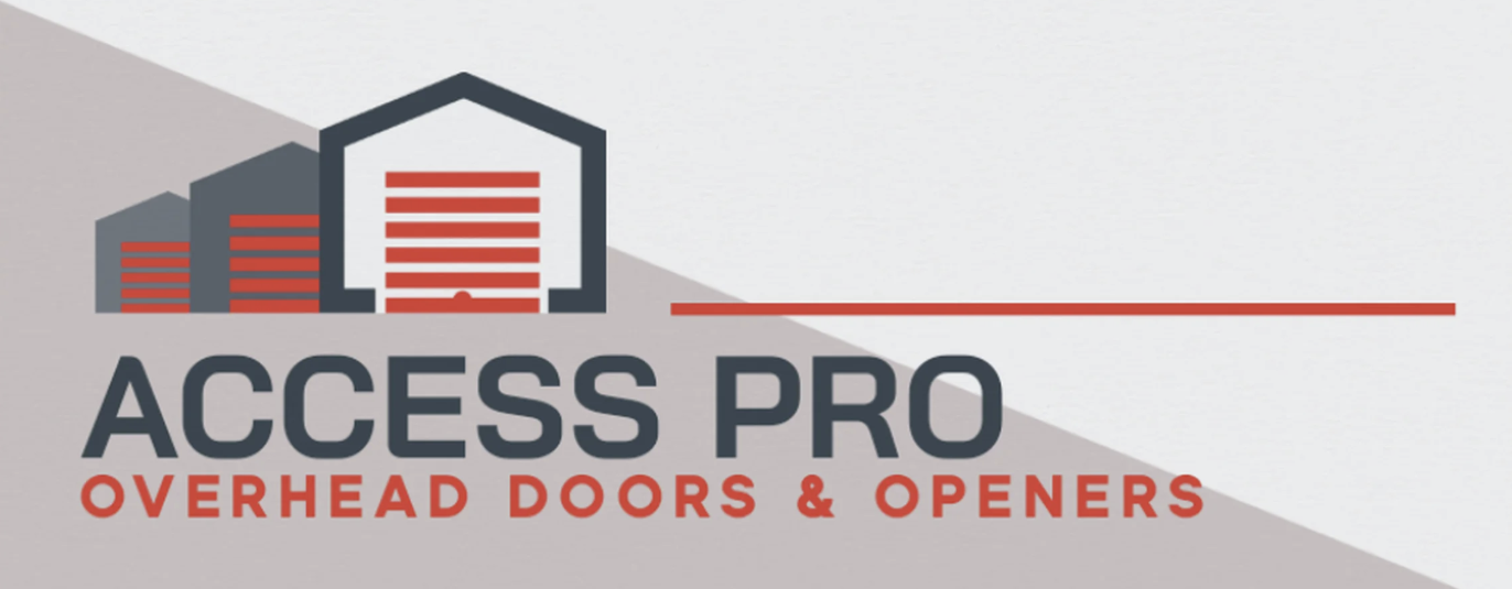 Logo for Access Pro featuring a house with garage doors, the text 'Access Pro' and 'Overhead Doors & Openers'.