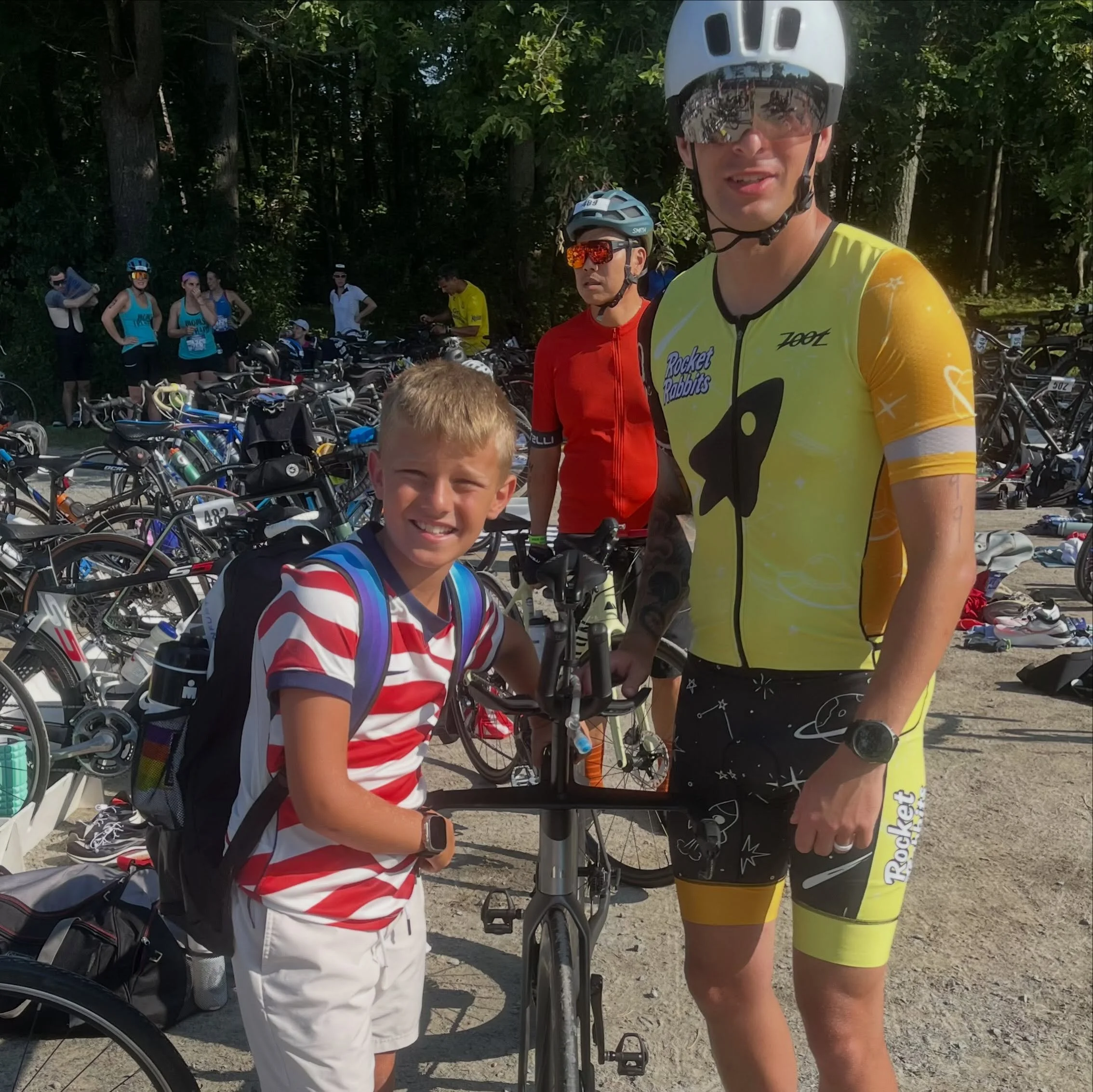 Thankful for Rocket Rabbits Coach/Tech Colin at the Sharon Sprint Triathlon!