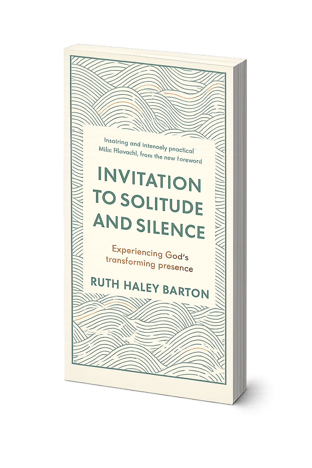 Book cover titled 'Invitation to Solitude and Silence' by Ruth Haley Barton, with a design of stylized mountains.