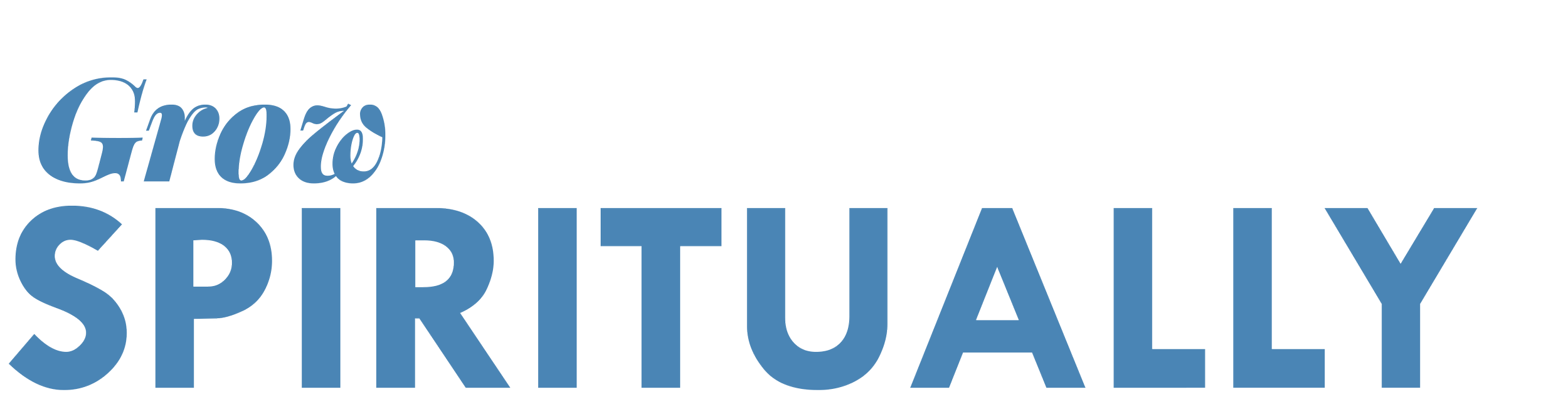Graphic with the words "Grow Spiritually" in large blue letters.