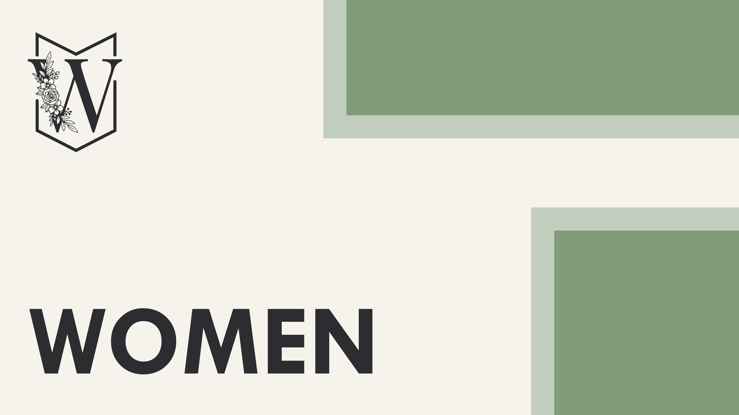 Close-up of a sign with a logo featuring floral design and the words "Women" and part of another word on a light background