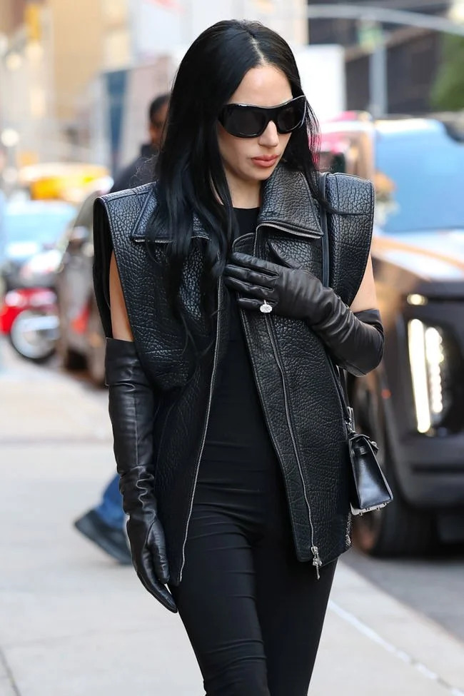lady gaga headed to stephen colbert in new york style assisted by diana mikhail and gorge villalpando and styled by hunter clem