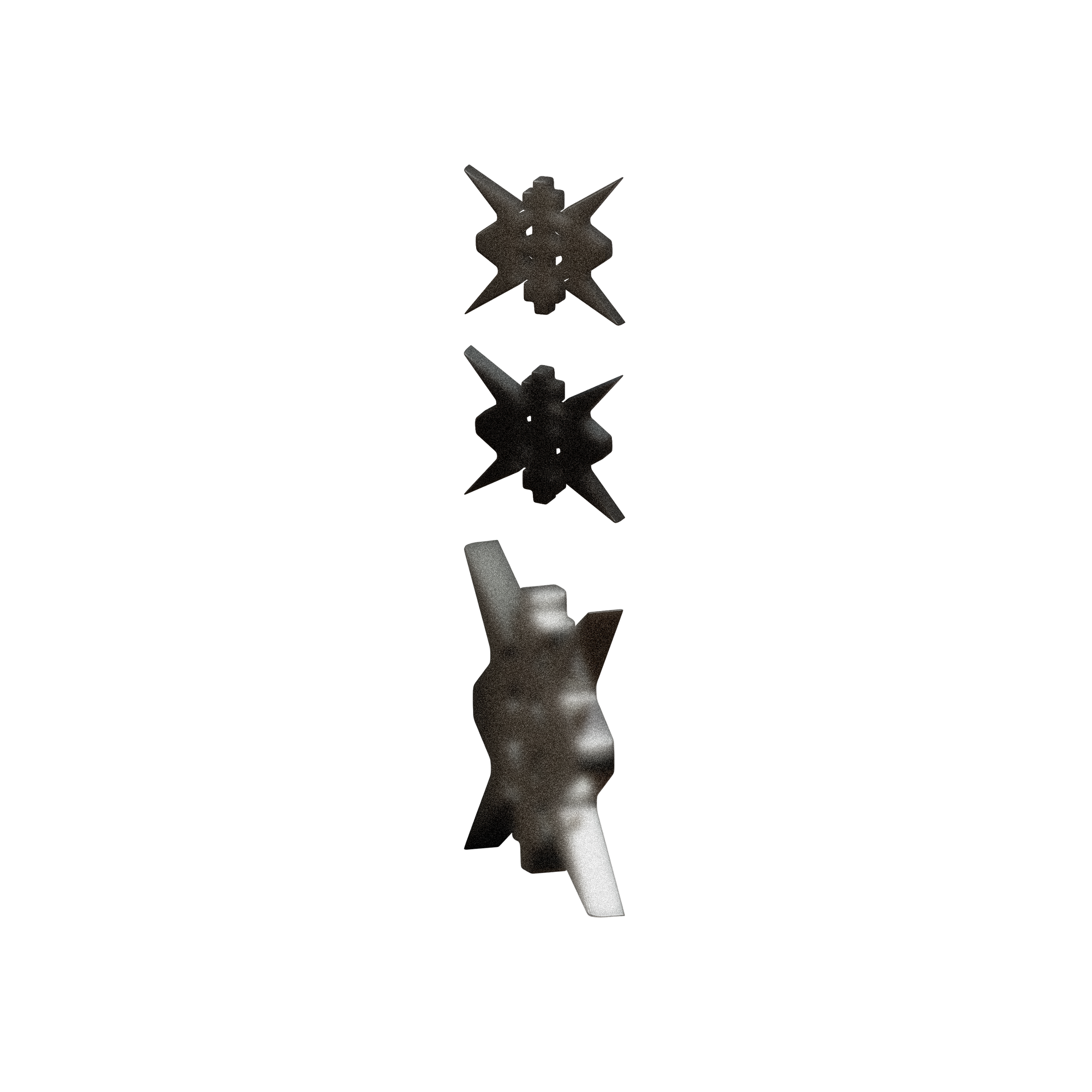 Three vertically stacked South of Hell logos with a blurred, grainy effect.