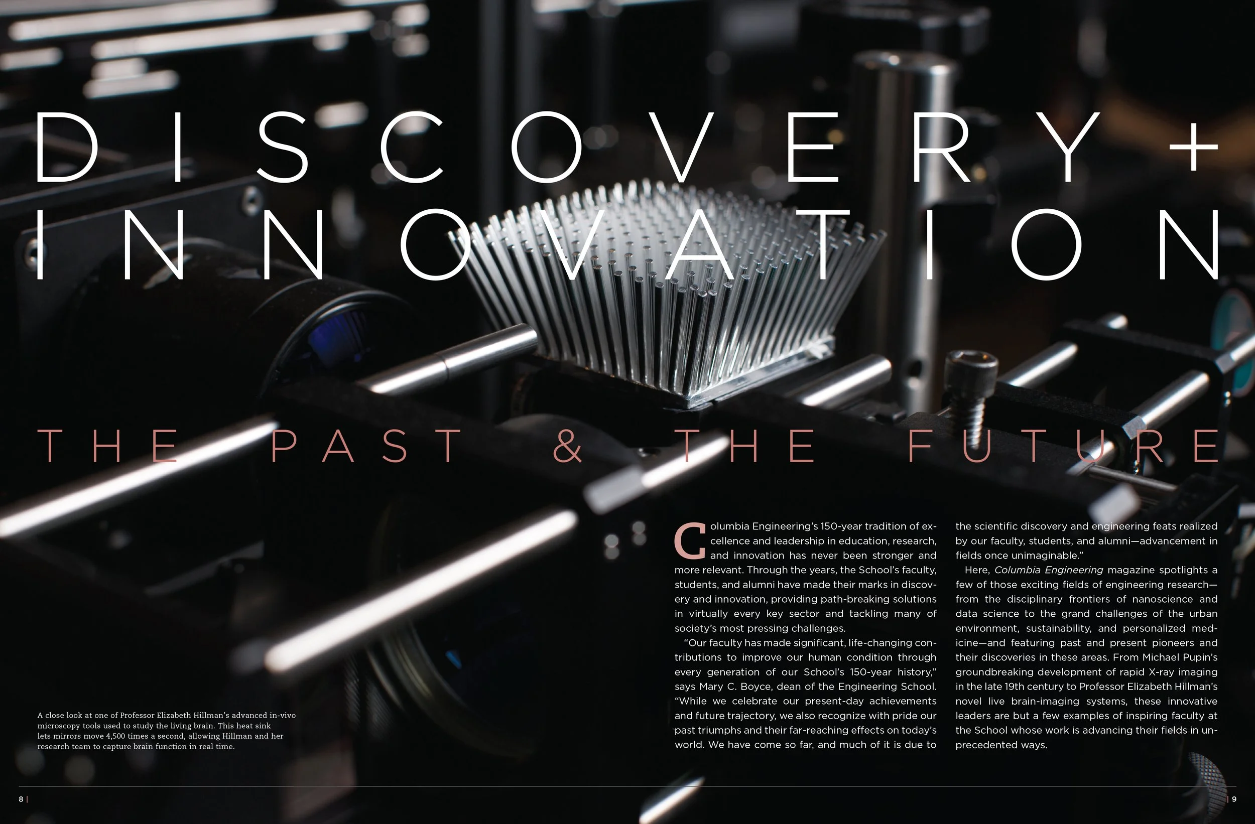 Close-up of a background with overlaid text that reads ‘Discovery + Innovation: The Past & The Future.’