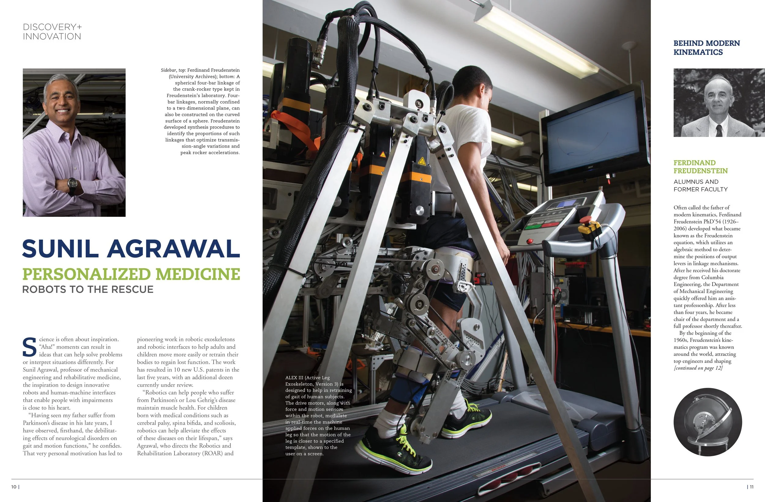 A person walking on a treadmill with robotic leg exoskeletons attached to both legs, in a laboratory setting.