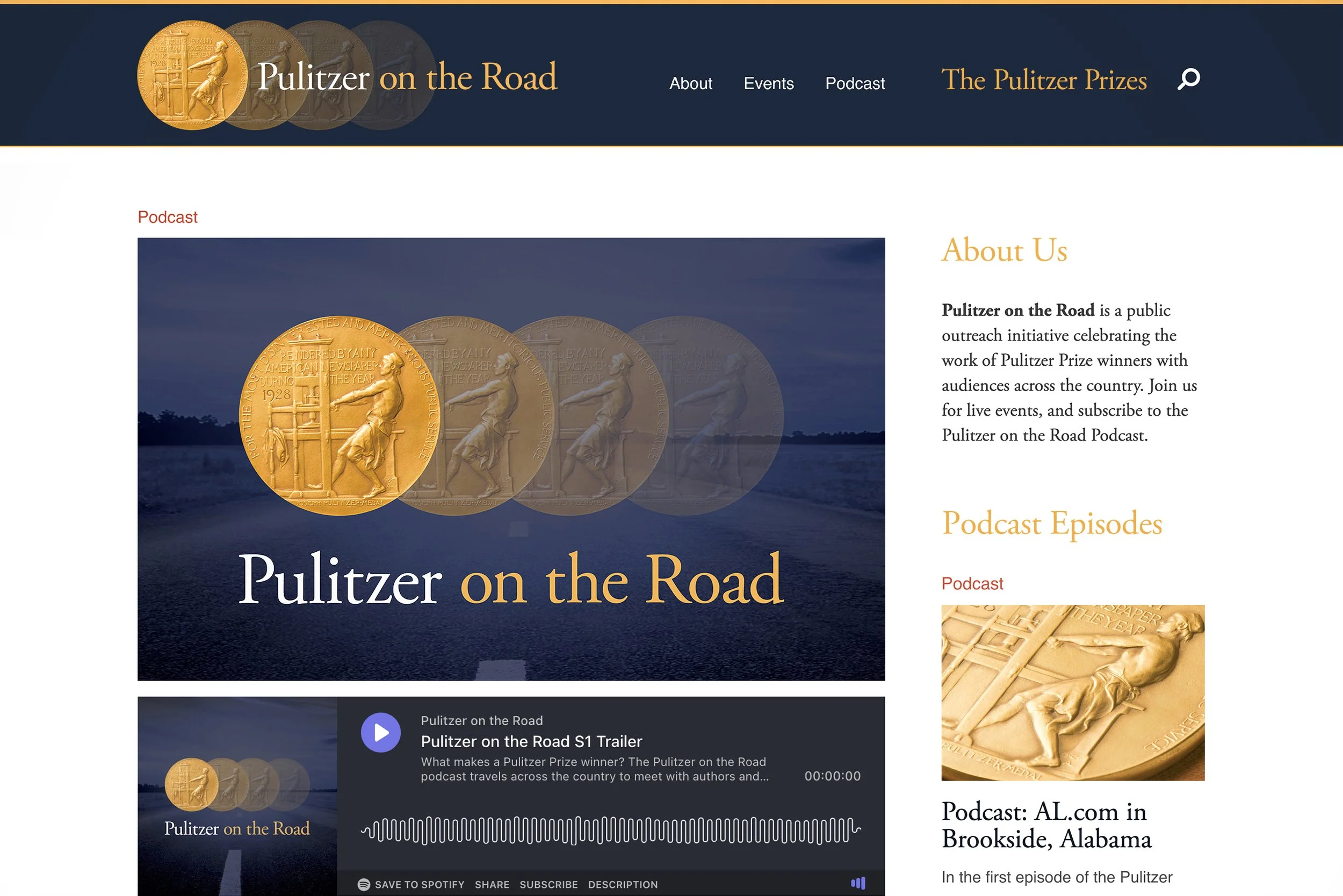 An image of the Pulitzer on the Road website.