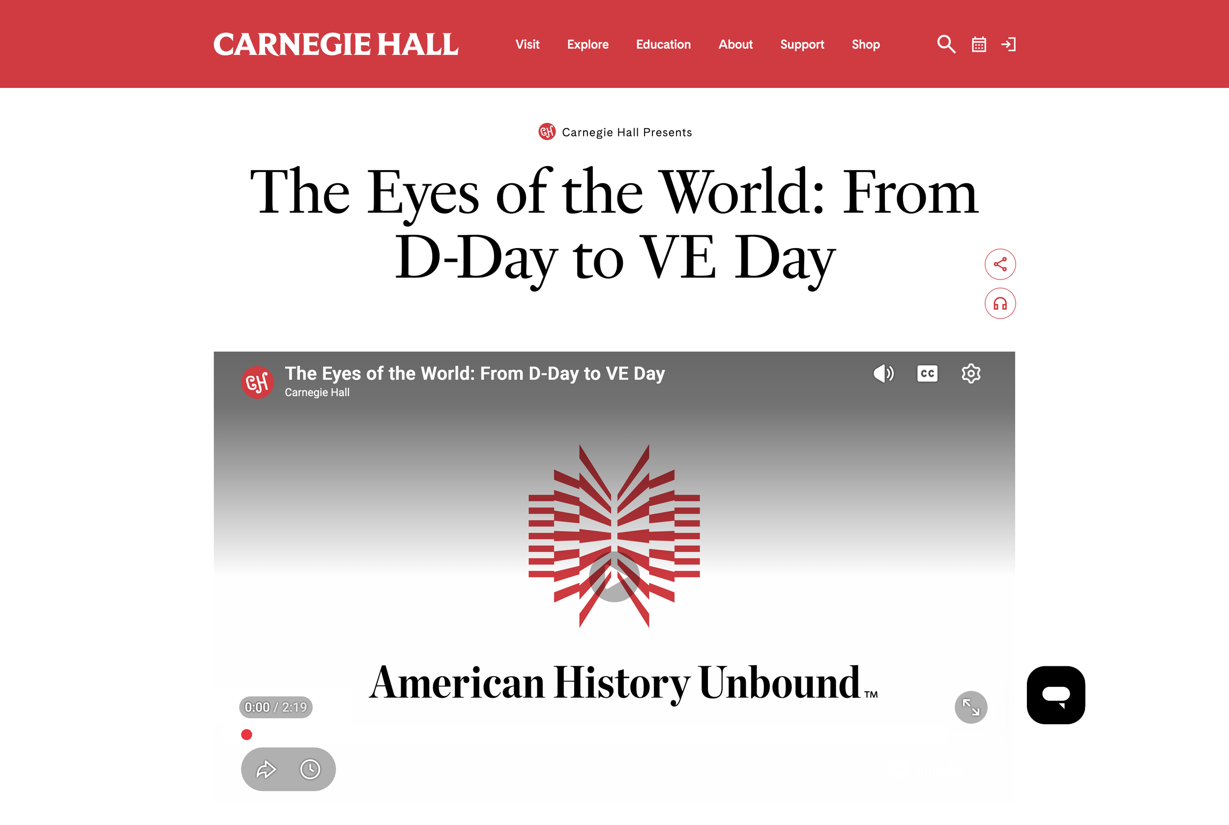 An image of a Carnegie Hall event page..