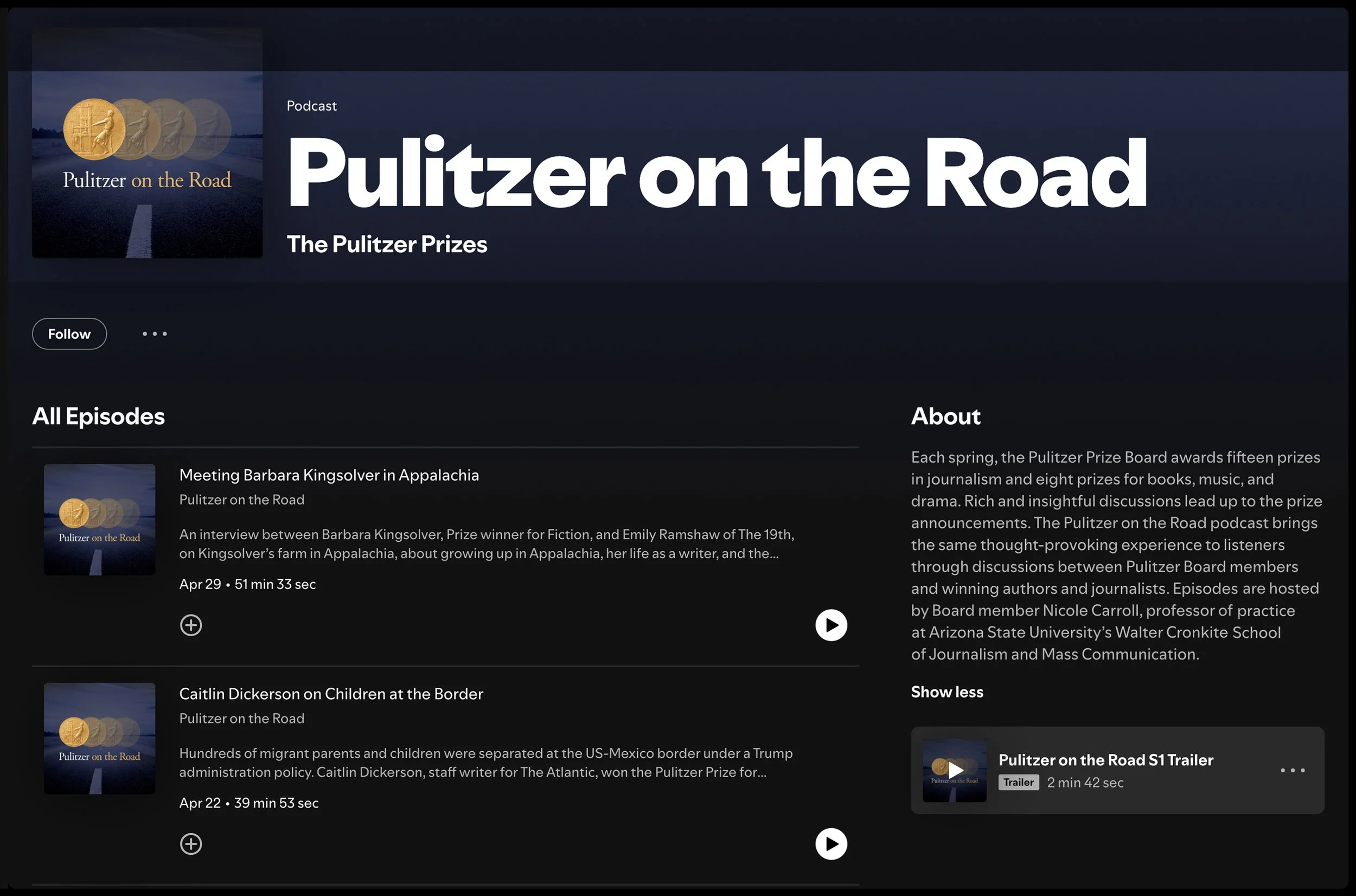 An image of the Pulitzer on the Road podcast.