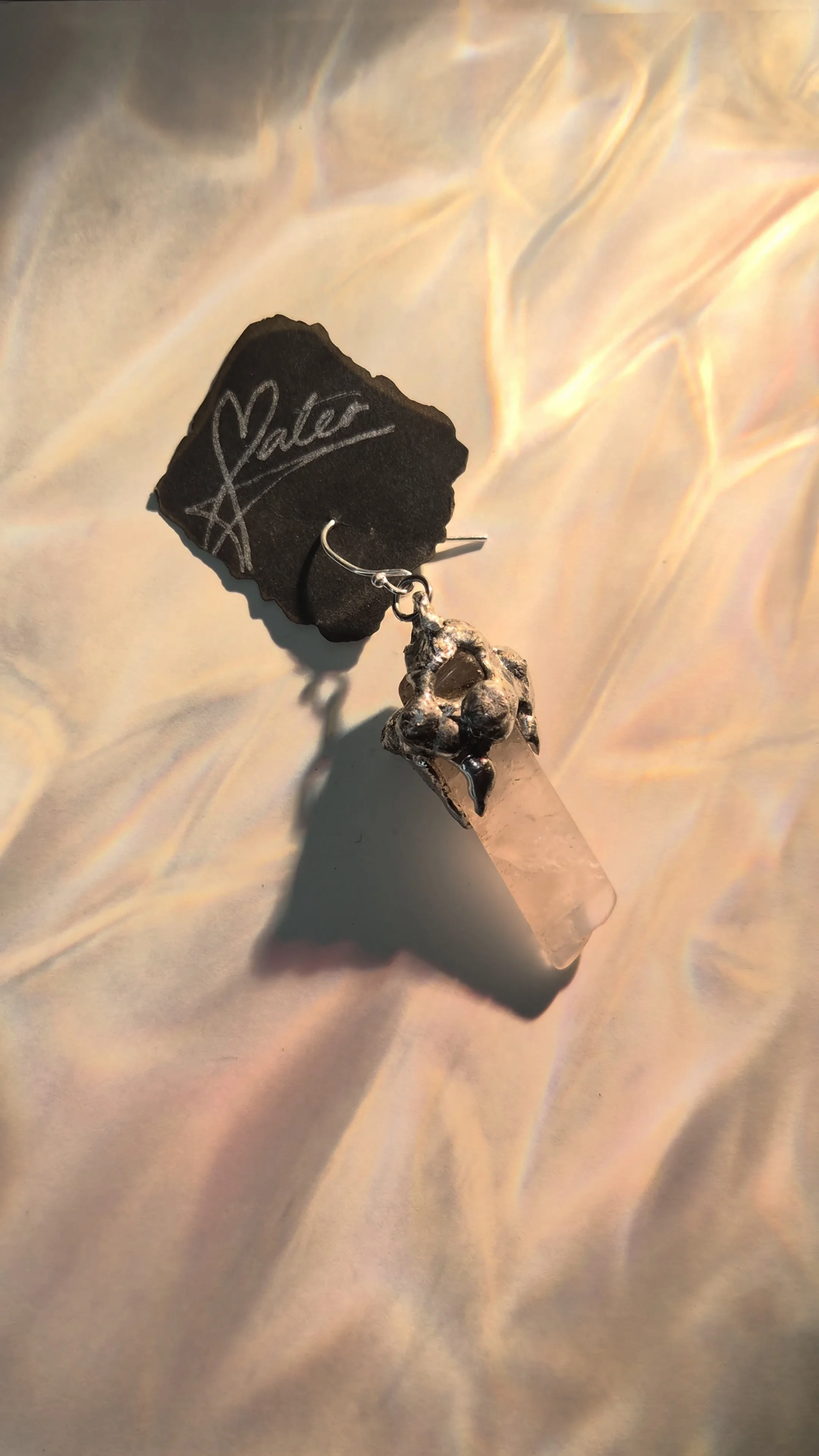 Crystal Stasis Earring- Rose Quartz