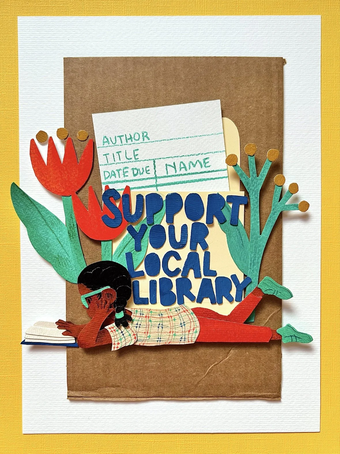 Library Week 1/2 Mixed Media Illustration 2026