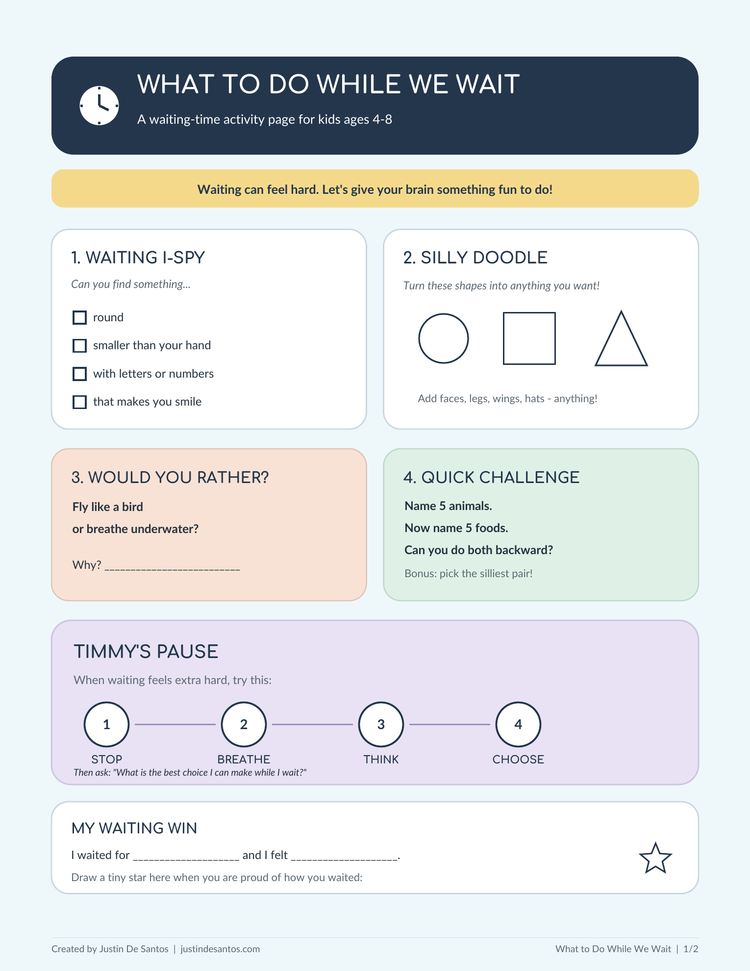 Waiting Kit printable, page one