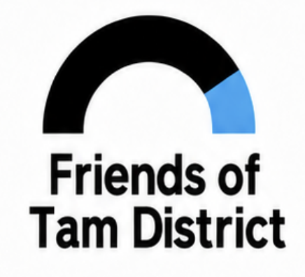 Logo with a black and blue semi-circle and the text 'Friends of Tam District'.