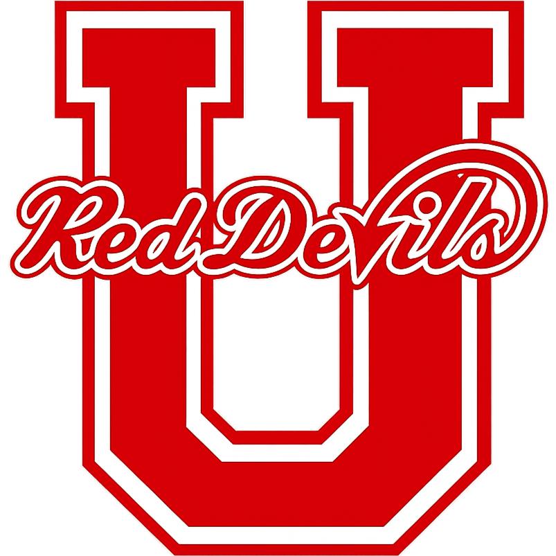 The logo of the University of Utah with a large red letter 'U' outlined in white, overlaid with the script text 'Red Devils' in white with red outline.