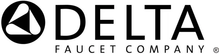 Logo of Delta Faucet Company showing a stylized droplet and the words 'Delta Faucet Company'