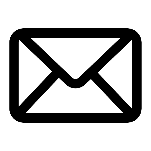 Outline of an envelope icon on a black background.