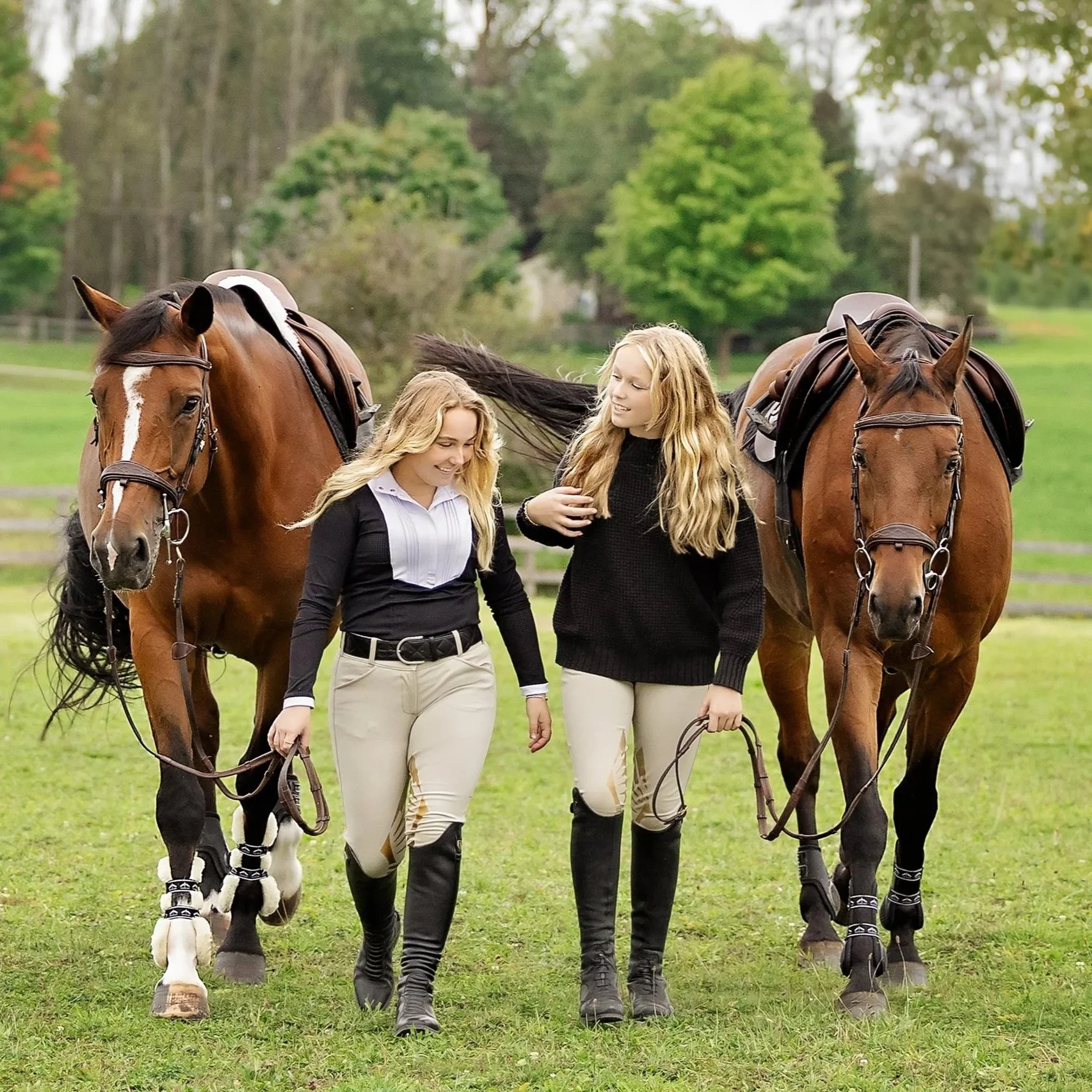 Waterloo Region equestrian session with daughter brushing her horse — Tender grooming moment emphasizing care and connection.