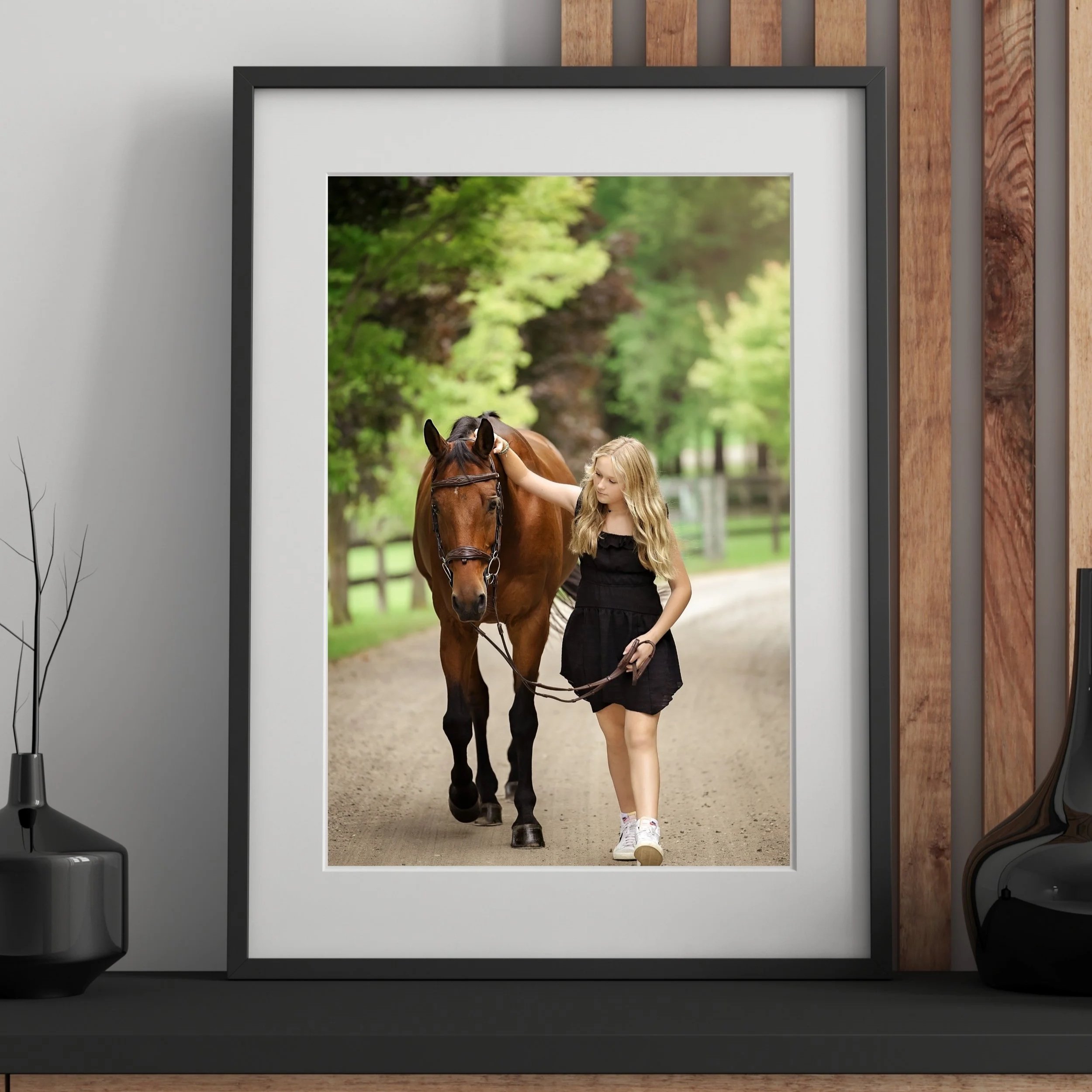Kitchener equine session of daughter hugging her horse — Emotional, close‑up moment showing affection and trust.