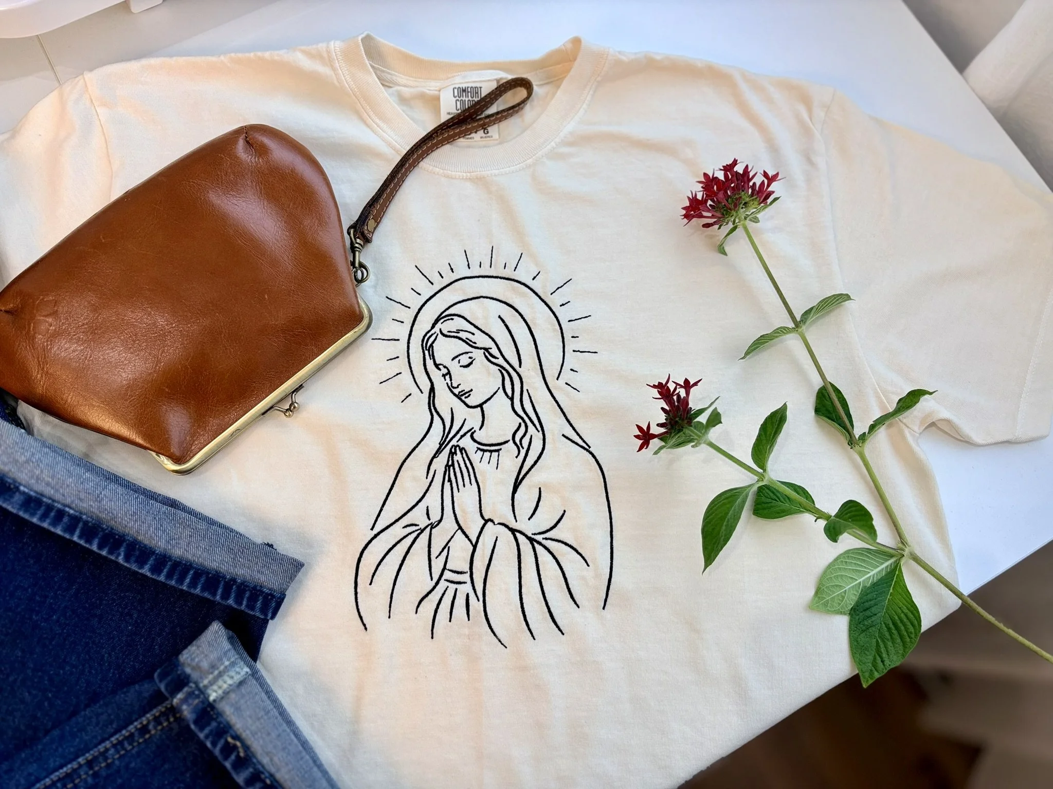 Lady Madonna Embroidered T-Shirt