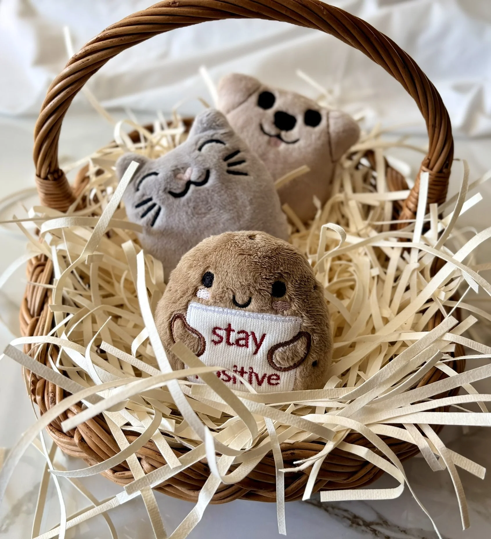 Potato, Kitty, and Puppy Plushie Trio