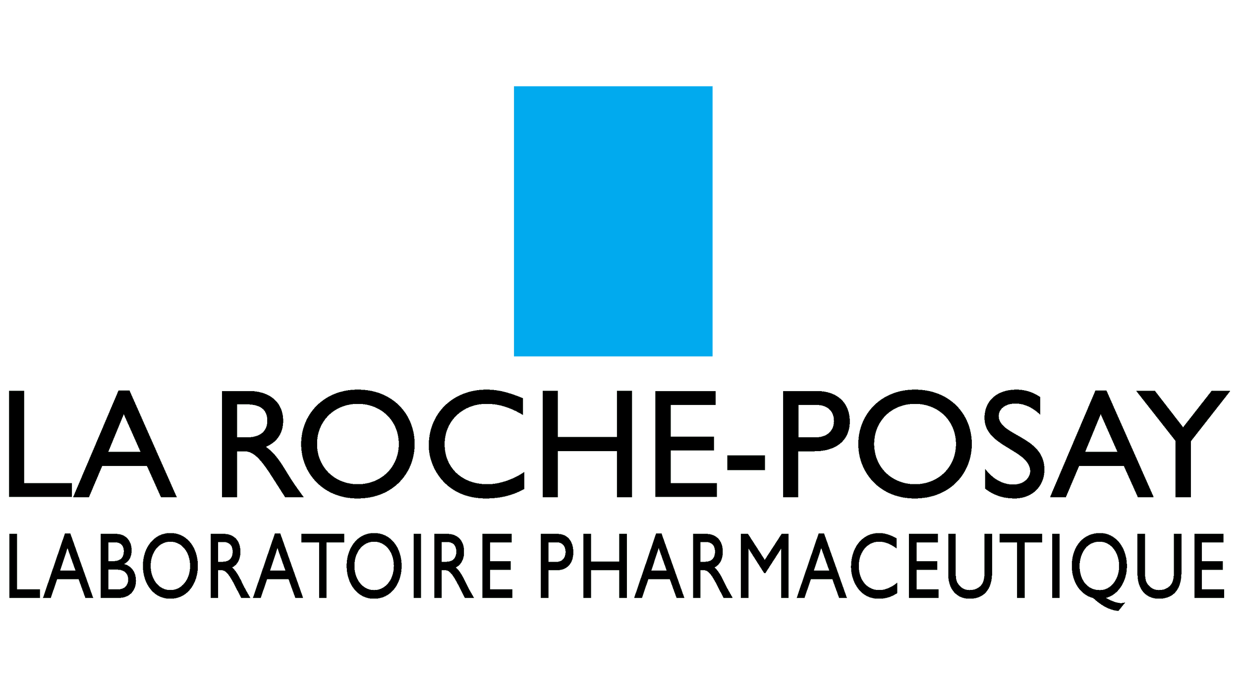 Logo of La Roche-Posay Laboratory Pharmaceutique, featuring a blue square and black text.