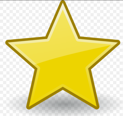 A yellow five-point star with a dark outline on a transparent background.