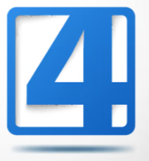 Blue number 4 inside a white-bordered square with rounded corners