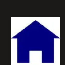 Blue house icon on a white background