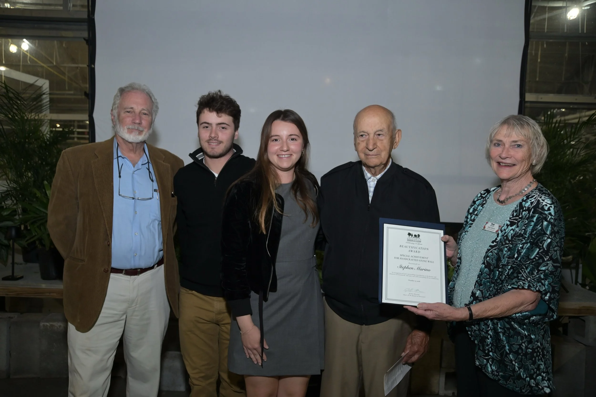🪨🌿 Certificate of Merit: Special Achievement Award Handcrafted Stone Wall | Stephen Marino

Six decades of craftsmanship, one extraordinary Greenwich resident.

At 97, lifelong resident Stephen Marino is being recognized for single-handedly buildin