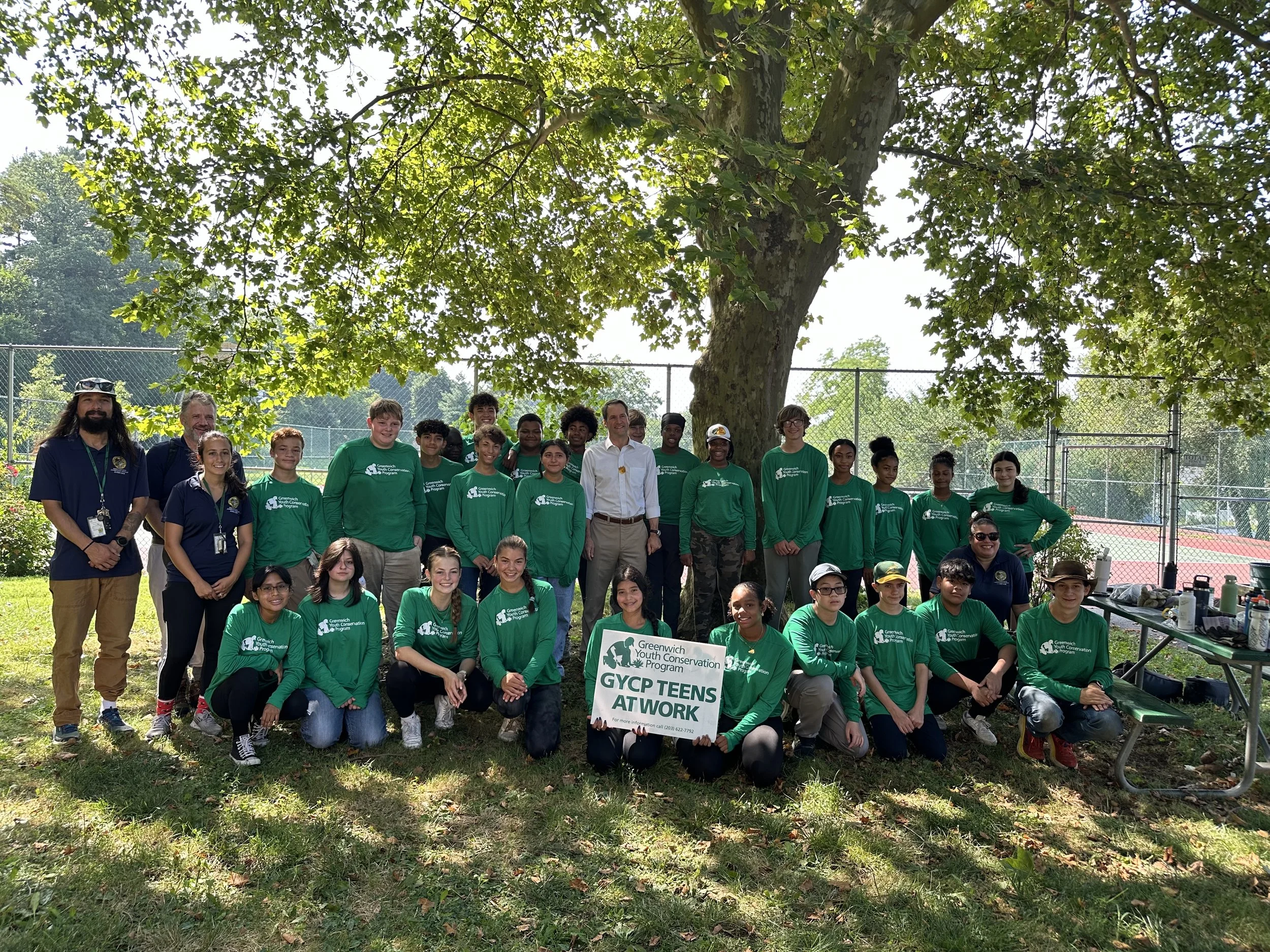 Greenwich Youth Conservation Program participants, organized by Greenwich Human Services, with Congressman Jim Himes.