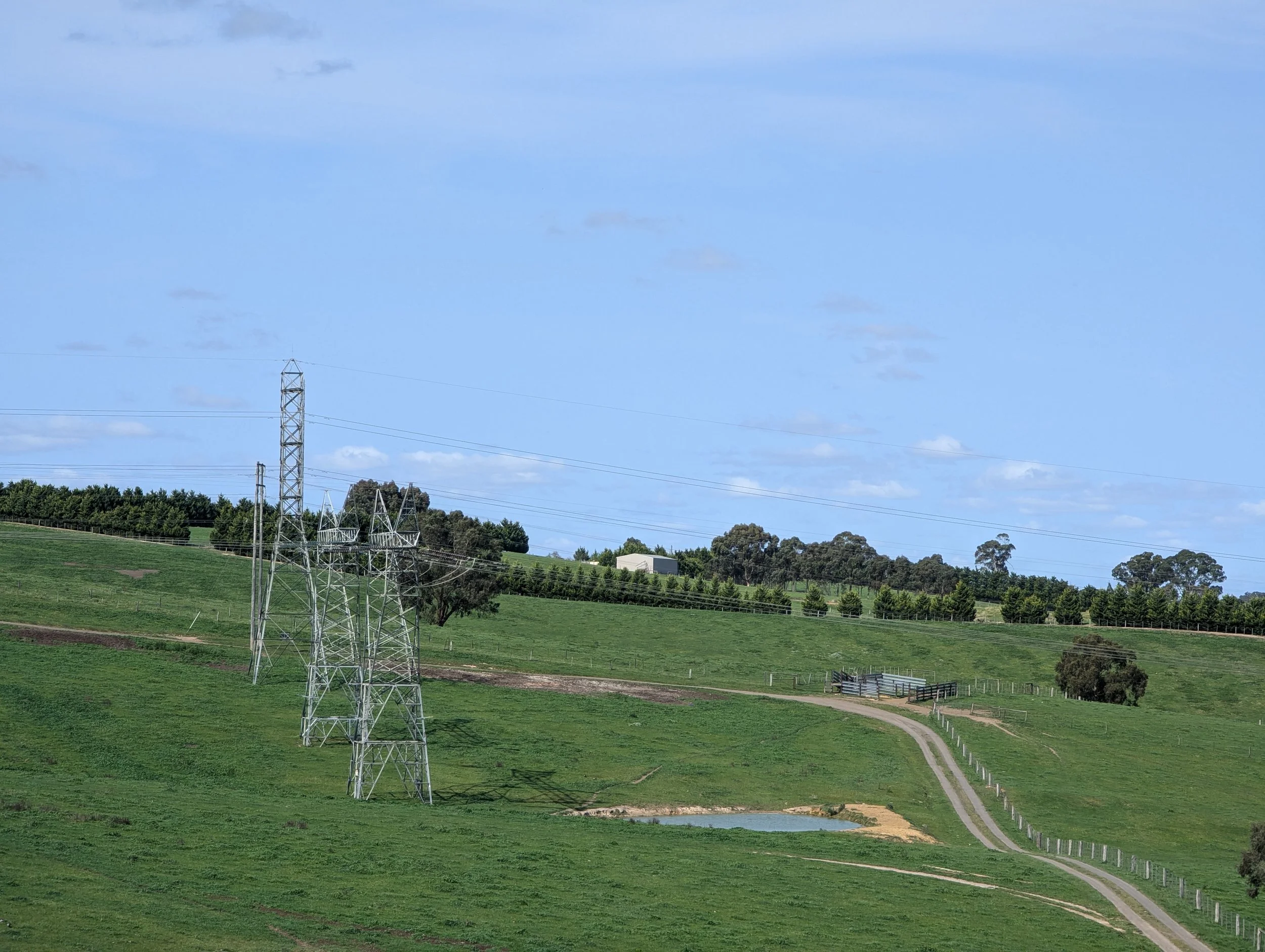 The site looking east towards the existing 220kV and 330kV transmission lines