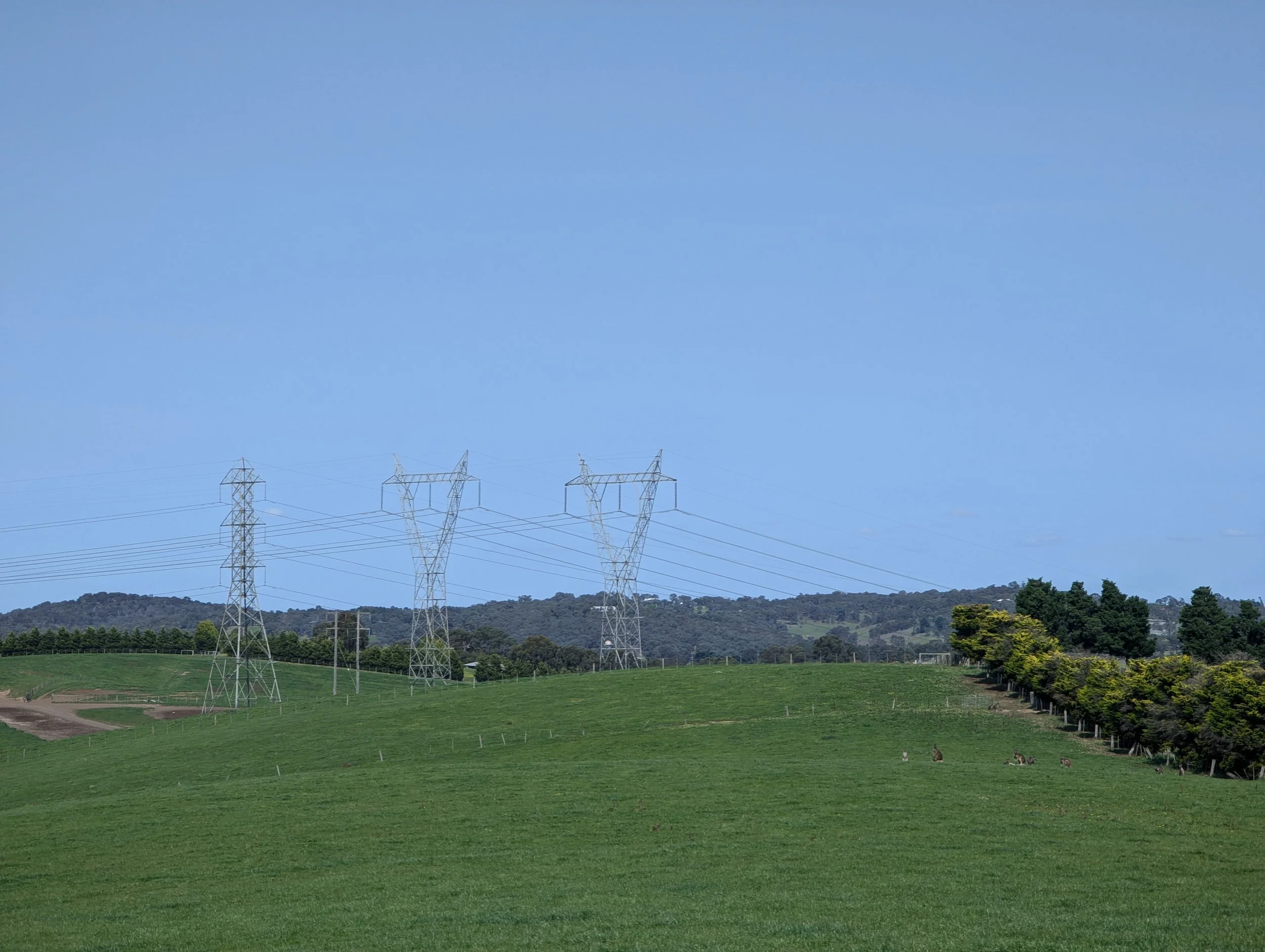 Site looking south towards the existing 220kV and 330kV transmission lines