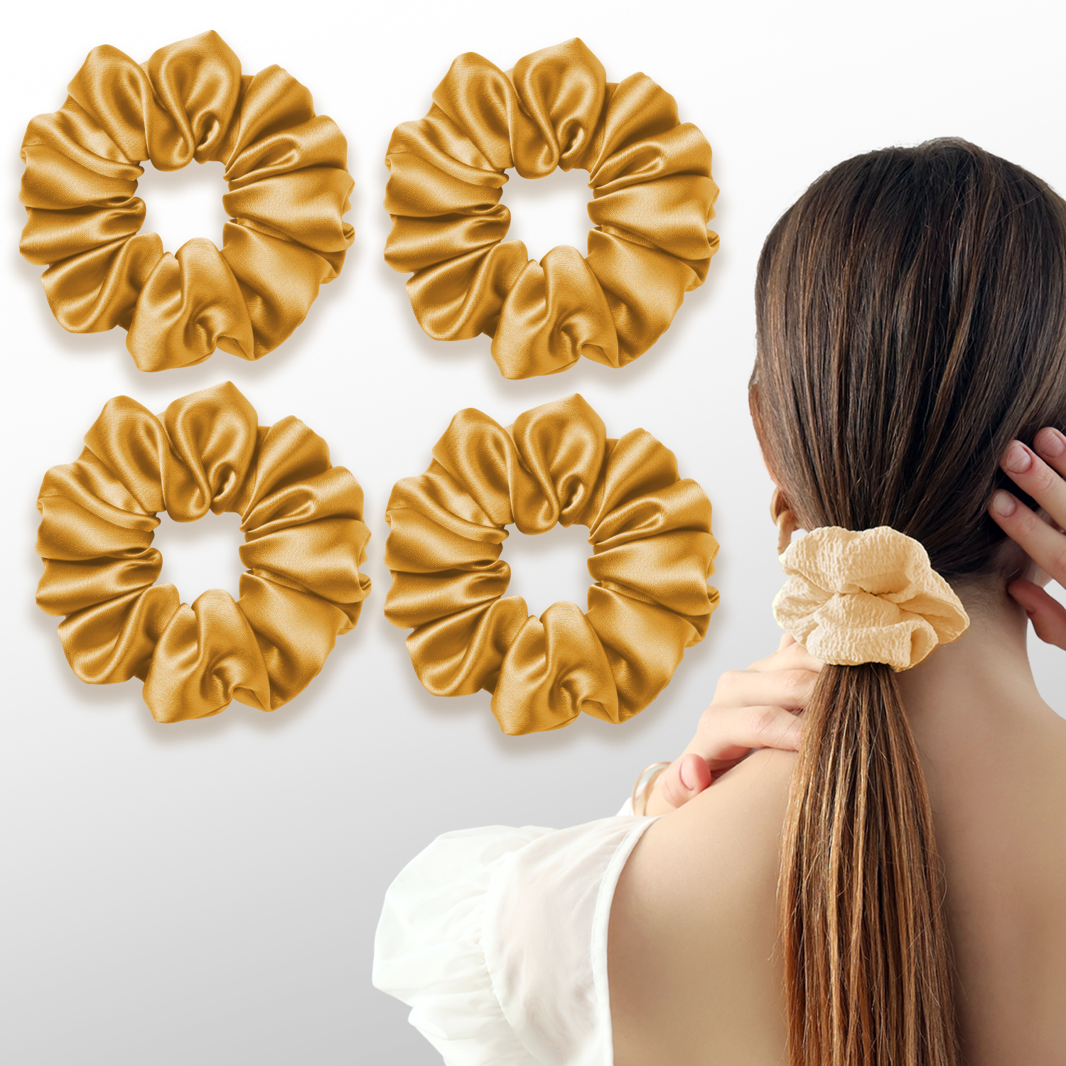 Satin Scrunchies - 4 pack