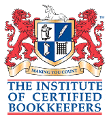 The logo of the Institute of Certified Bookkeepers featuring a crest with two red lions, a blue and white shield, and the slogan 'Making You Count'.