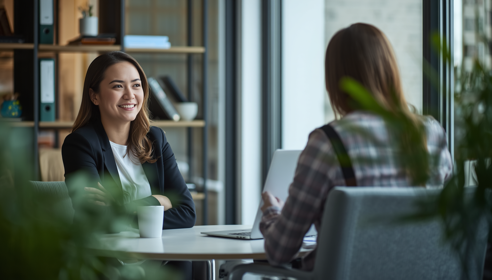Career coaching consultation between a career consultant and client at White Oak Talent Solutions.