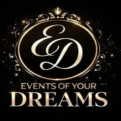 Logo with gold and black design reading "ED Events of Your Dreams" with decorative elements