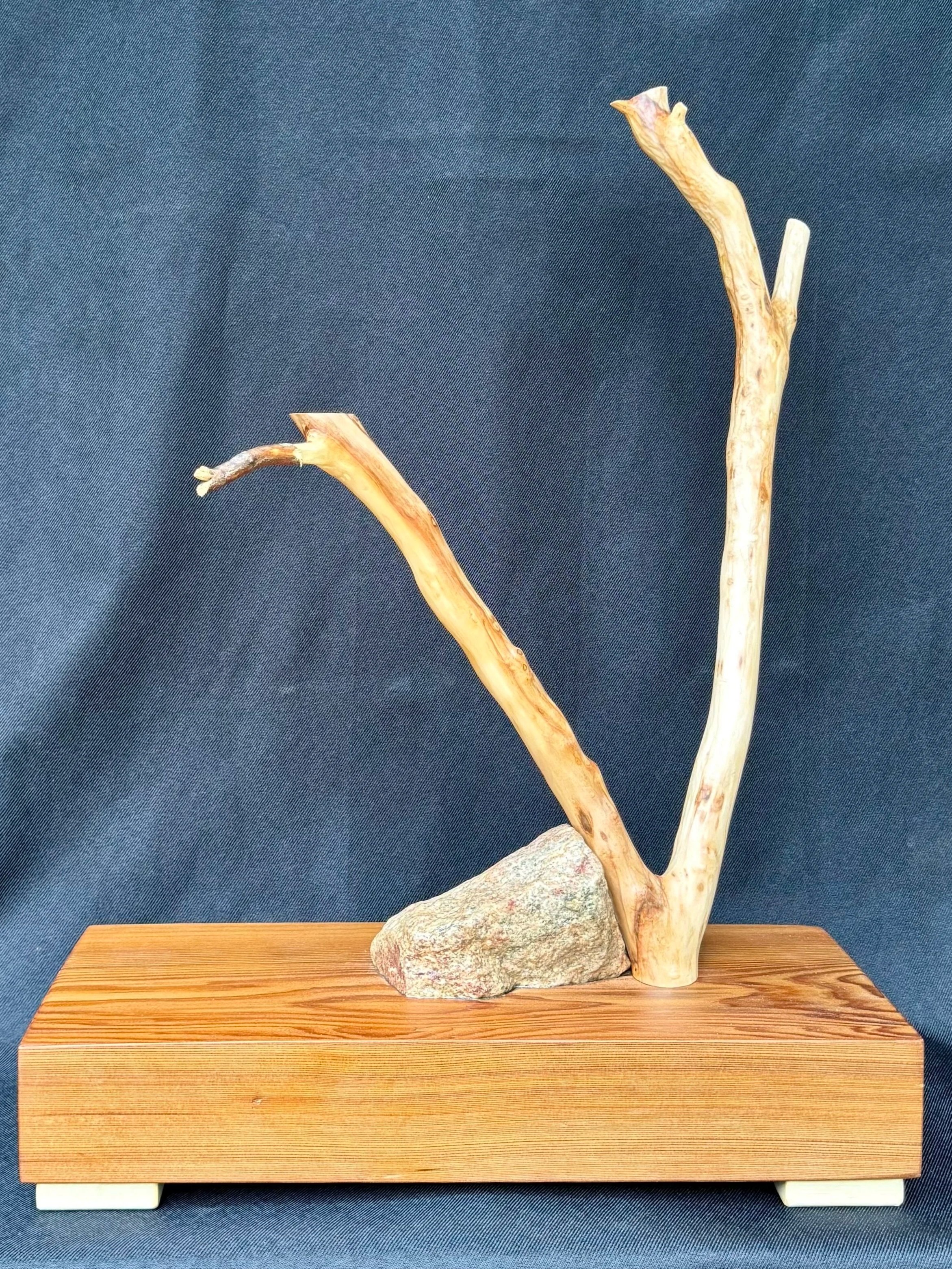 Balance of Nature - Wood and Stone Sculpture