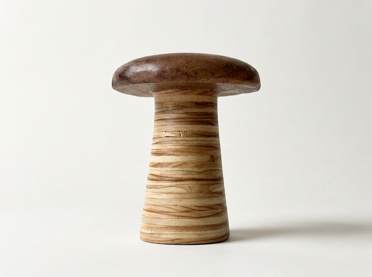 Fungal Form Hand-Carved Wood Mushroom Sculpture by BeckerDzine Kansas City