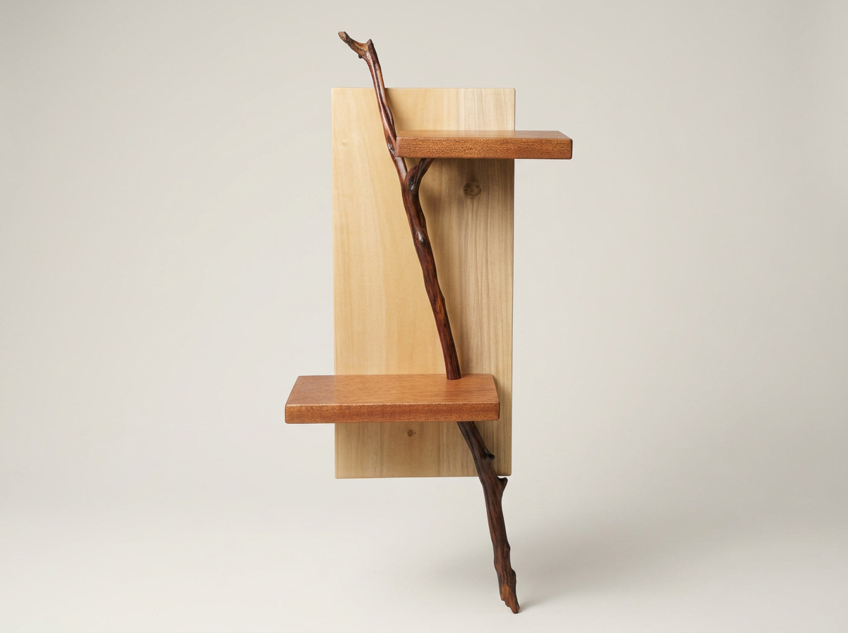 Branch Form Wall Shelf Wood Sculpture by BeckerDzine Kansas City