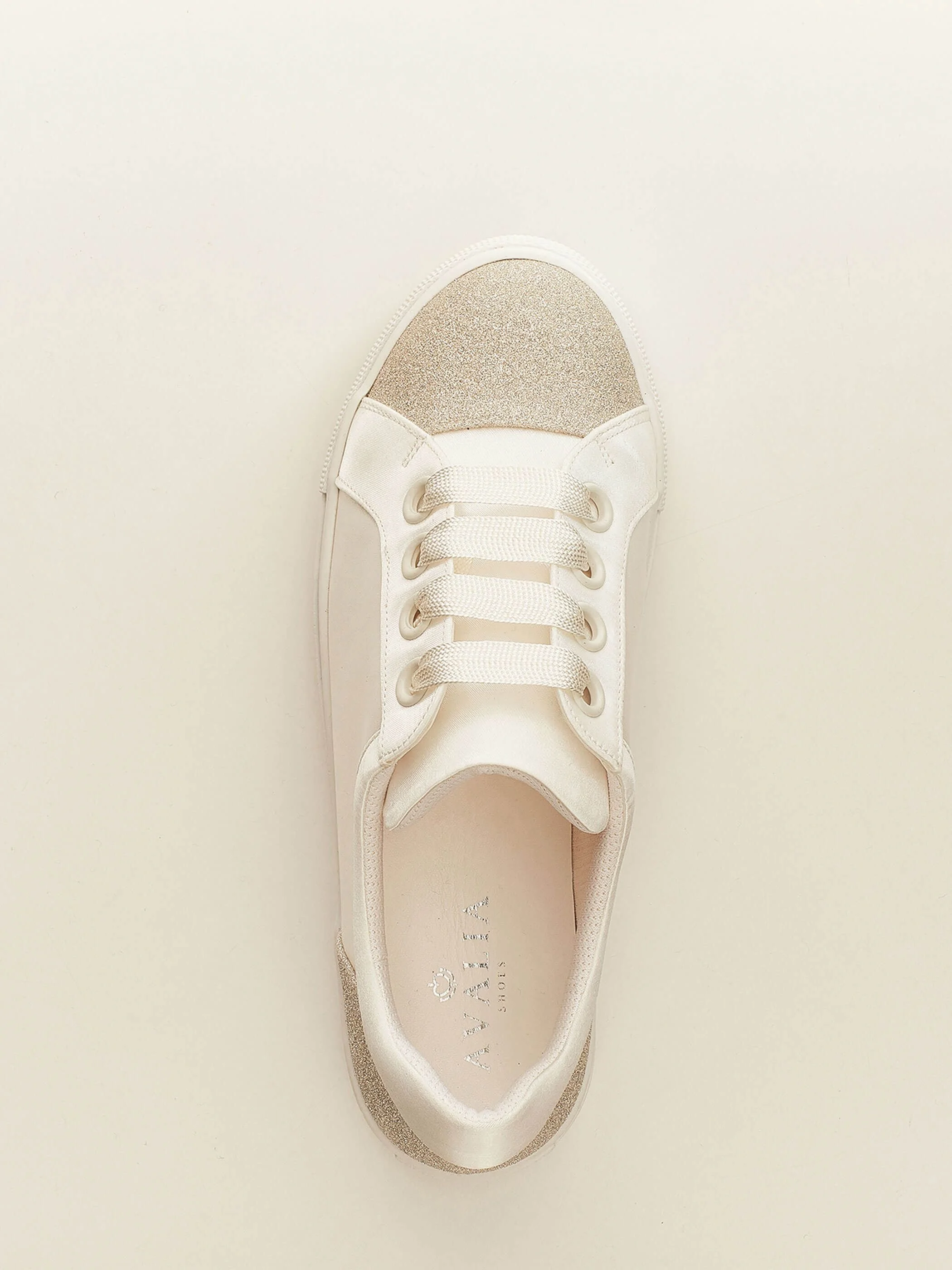Robin birds eye view. Ivory with shimmer panel bridal sneaker