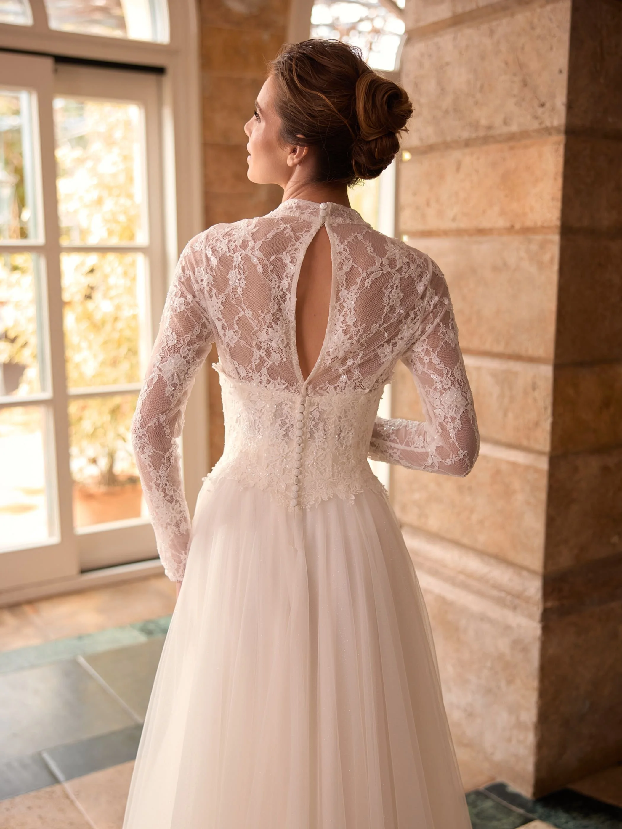 Lincoln long sleeve bridal top back view