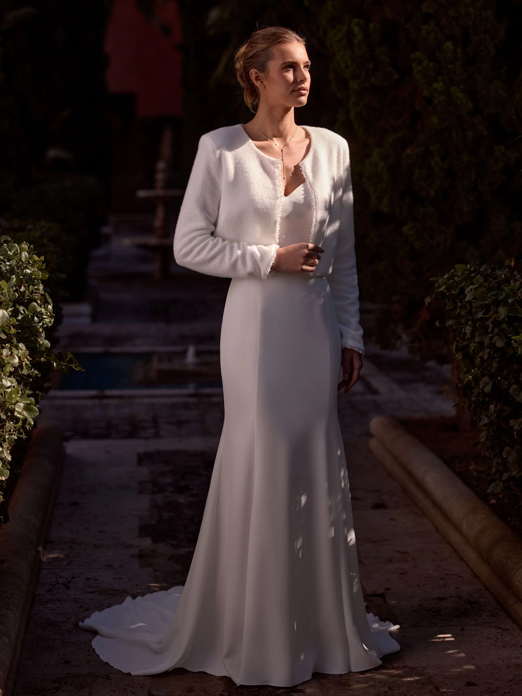 Amur cashmere effect jacket with pearl and bead trim