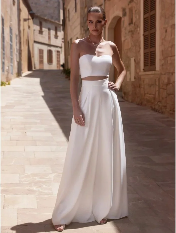 Bridal crop top with palazzo pant