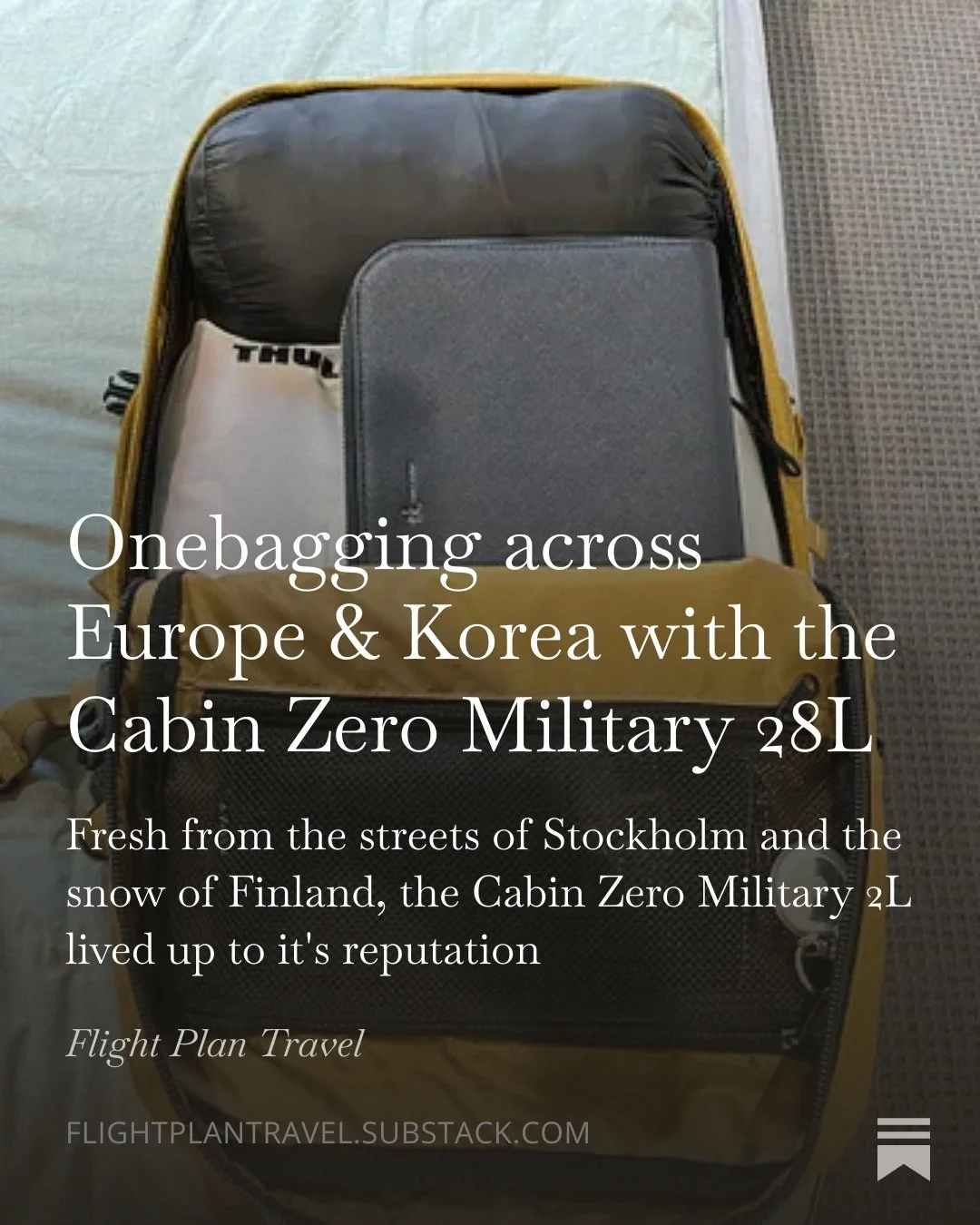 A neatly packaged backpack from travel article about using one bag to travel across Europe and Korea