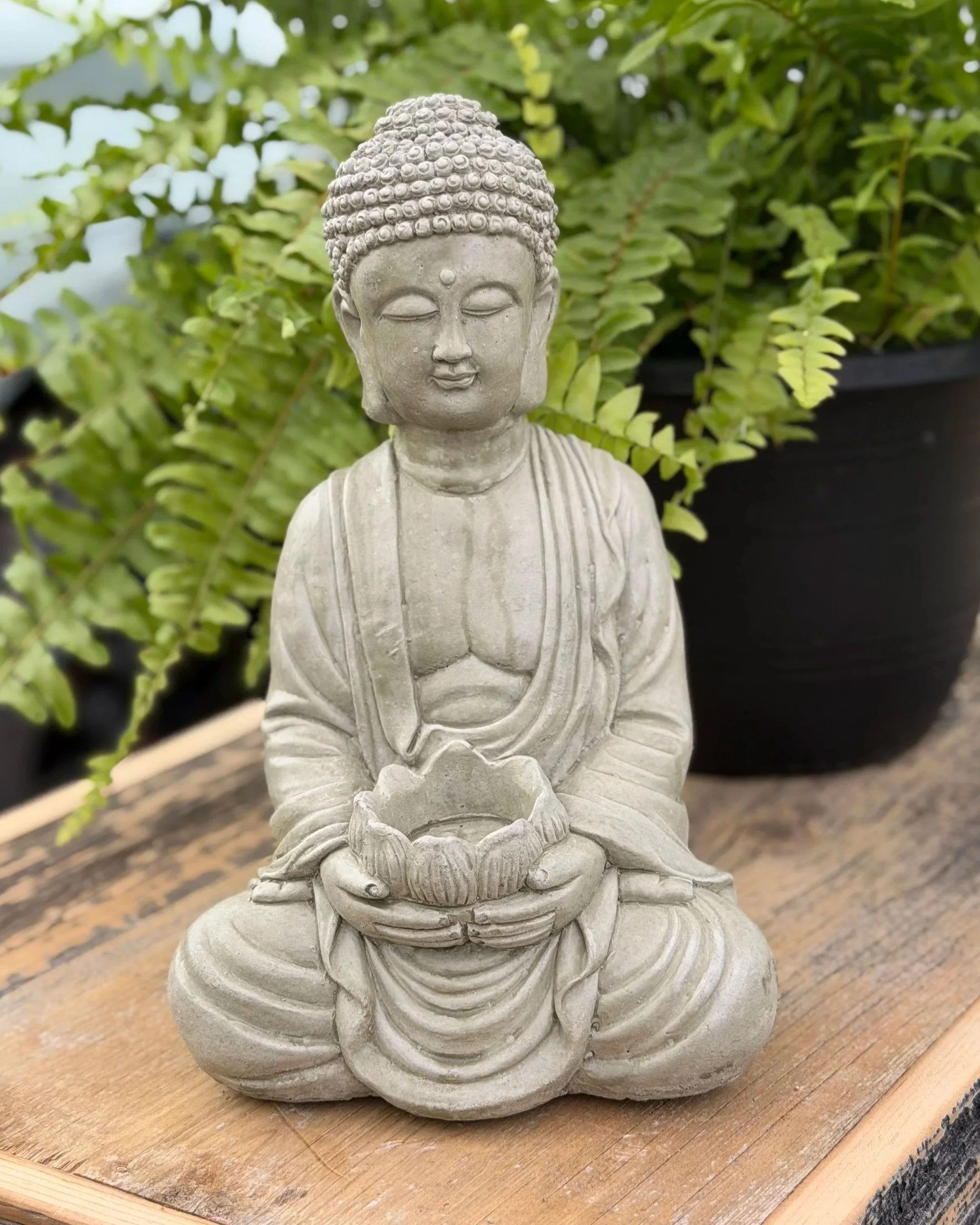 sitting Buddha w/flower