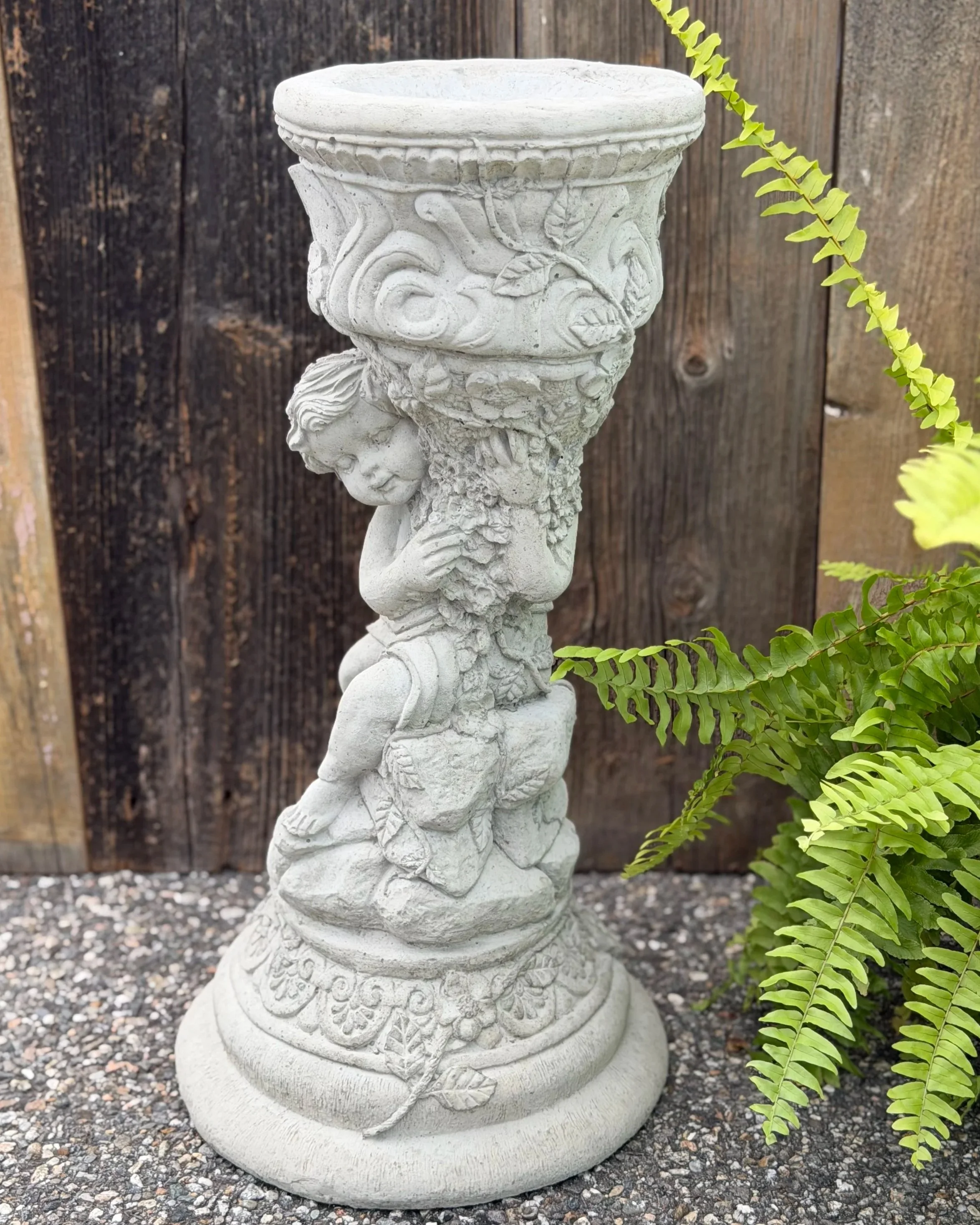 cherub gazing ball stand