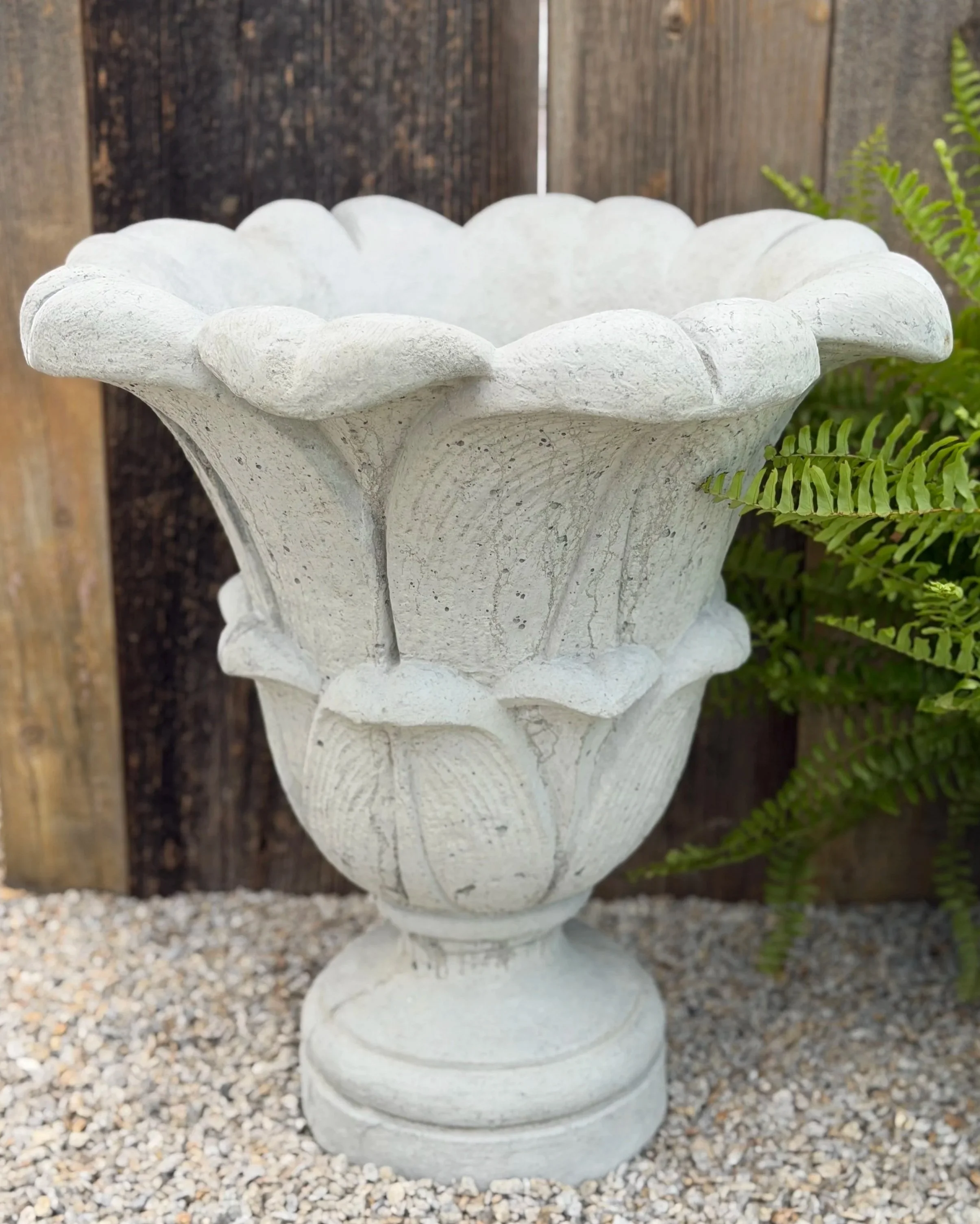large tulip leaf fluted urn