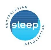 Logo of the Australian Sleep Association with a blue circular design and the word 'sleep' in the center.
